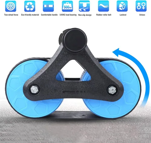 Vista 4 de Springback Wheels - Rodillo para ejercitador abdominal azul silencioso, equipo de fitness para gimnasio en casa, entrenamiento de fuerza de núcleo