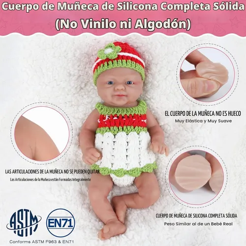 Vista 3 de Vollence - Muñeca realista de silicona completa de 14 pulgadas, niño platino realista
