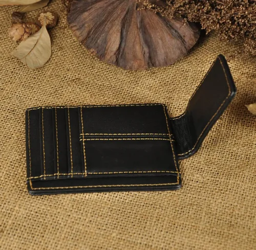 Vista 5 de Billetera de doble cara de cuero para hombre, moderna, pequeña, delgada, perfecta para tarjetas, monedas, etc. Billetera delgada y resistente