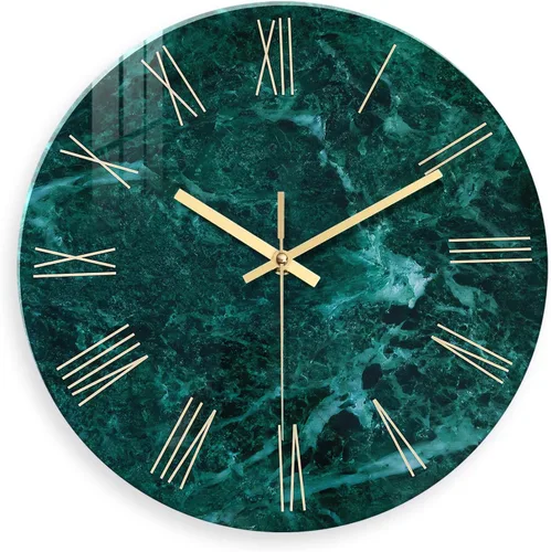 Vista 10 de Relojes de pared minimalistas negros para sala de estar, relojes de pared con patrón de mármol de vidrio, funciona con pilas, reloj de pared