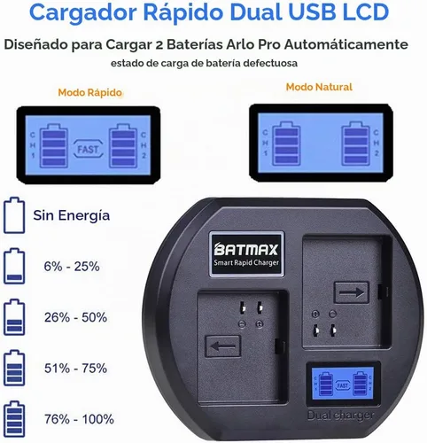 Vista 5 de Batmax Reemplazo de estación de cargador de batería dual LCD para cargador de batería recargable Arlo Pro & Pro 2 & Go