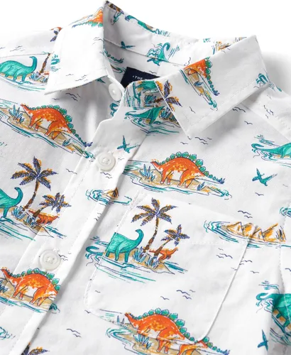 Vista 2 de The Children's Place Camisa de manga corta con botones de popelina para bebés y niños pequeños