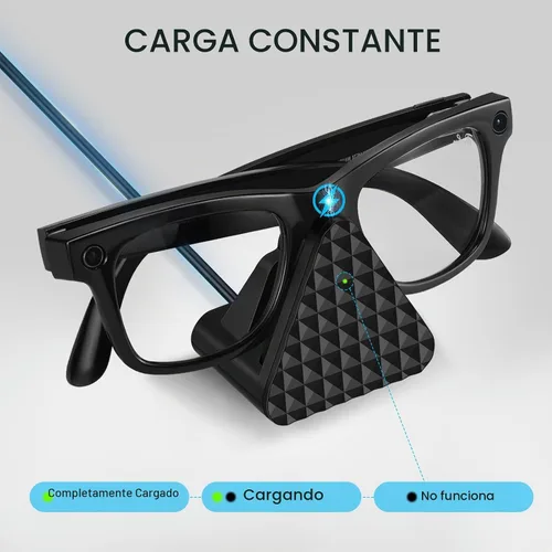 Vista 5 de Soporte de carga inteligente para lentes y cable compatible con Ray-Ban Meta Wayfarer Headliner Skyler, base de carga portátil USB-C para lentes