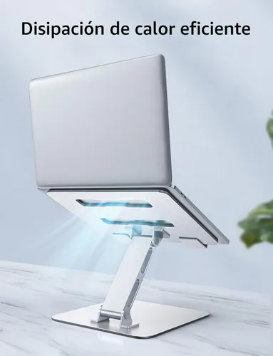 Vista 6 de Soporte ergonómico ajustable para computadora de escritorio, soporte plegable para computadora, atril de aluminio estable, soporte para portátil