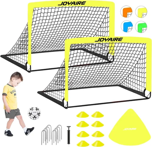 Vista 27 de Portería de fútbol para niños de nivel profesional en el patio trasero, red de fútbol de poliéster de 5 capas resistente a desgarros y postes de 10