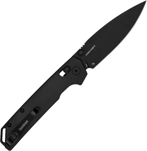 Vista 4 de Kershaw Iridium Reverse Tanto - Cuchillo de bolsillo plegable, elegante hoja de acero D2 de 3.4 pulgadas, mecanismo de bloqueo DuraLock, mango