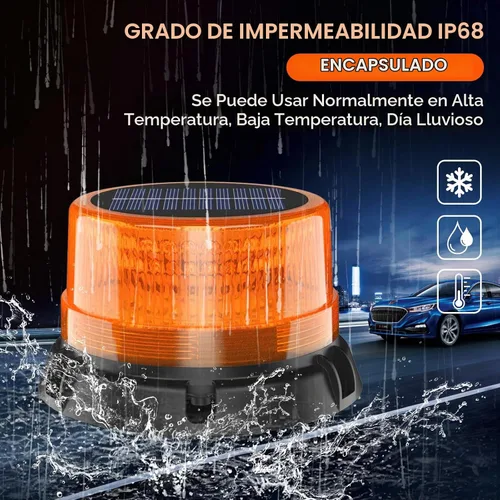 Vista 4 de AnTom Luz estroboscópica solar magnética impermeable LED ámbar luz