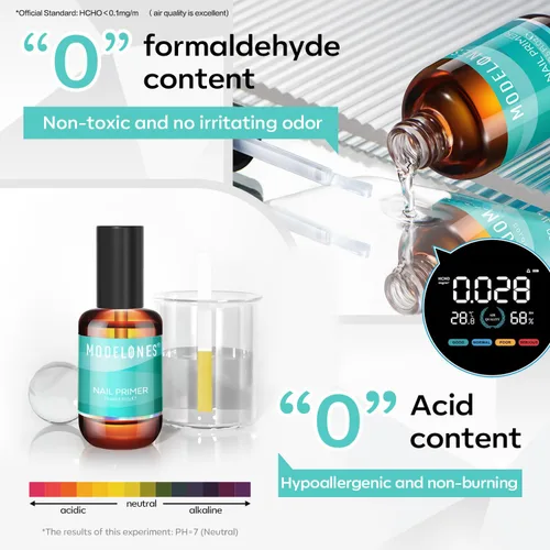 Vista 5 de modelones Imprimación de uñas para capa base, 0.5 fl oz sin ácidos, imprimación sin enlace de elevación