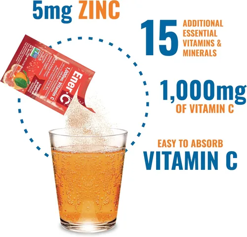 Vista 5 de Ener-C Mezcla de bebida multivitamínica de pomelo mandarina, 1000 mg de vitamina C, sin OMG, vegano, polvo de jugo de fruta real, apoyo inmunitario