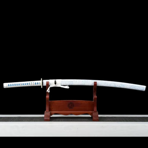 Vista 2 de Espada Katana Blanca Espadas Samurai Japonesas Reales