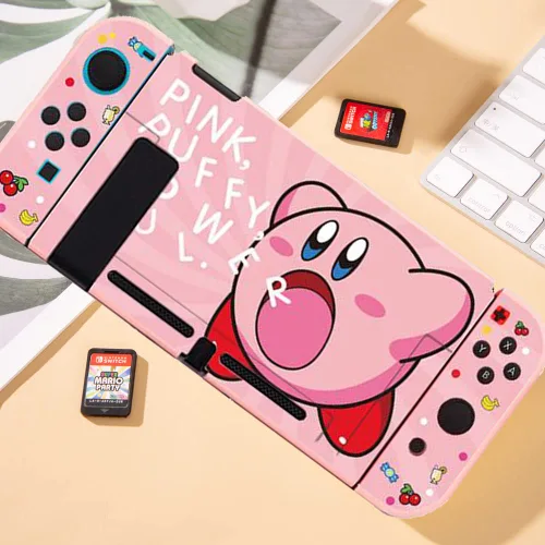 Vista 7 de PERFECTSIGHT Funda protectora compatible con Nintendo Switch Cute Kirbi Funda delgada antiarañazos a prueba de golpes para NS Switch y Joy-Con