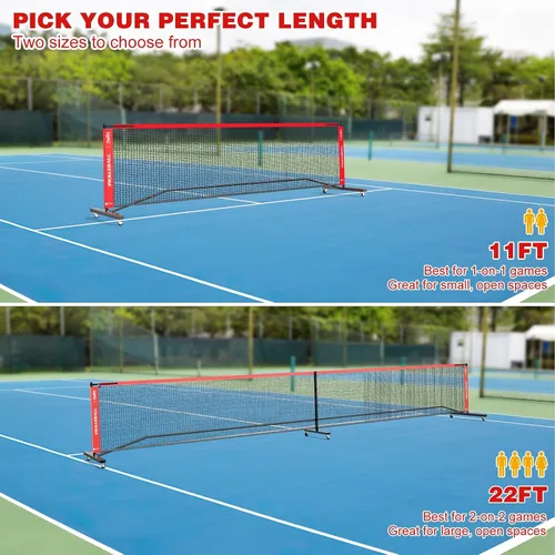 Vista 3 de Fostoy Portable Pickleball Net Set with Wheels, Regulation Size 22 FT & Half Court 11 FT, Steady Metal Frame Pickle Ball Net Set System with Carry