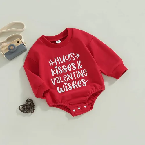 Vista 17 de Enterizo de manga larga con estampado de letras para bebés, niñas y niños