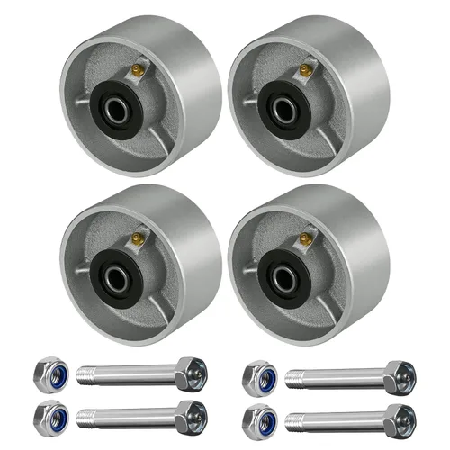 Vista 9 de Ruedas industriales de 3" x 2", rueda de hierro fundido de acero – Rueda de servicio pesado – Capacidad de 800 libras cada una, rodamiento