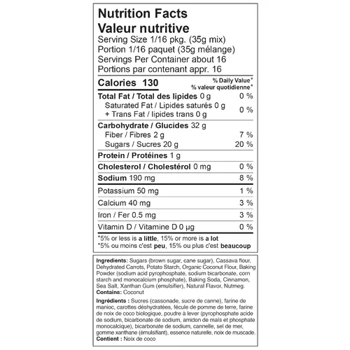 Vista 2 de XO Baking Co. Mezcla gourmet para pastel de zanahoria sin gluten; contiene zanahorias reales; sin OGM; kosher; sin arroz; sin soja; sin lácteos; sin