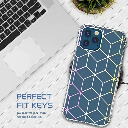 Vista 7 de Hasaky Funda para iPhone 12 Pro Max 5G 2020 de 6.7 pulgadas, parachoques híbrido de doble capa para niña/mujer, diseño de mármol brillante, TPU