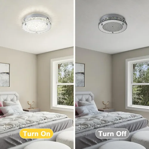 Vista 4 de Lámpara de techo de cristal de montaje empotrado, moderna lámpara de techo LED de 4000 K, lámpara de techo redonda de 8 pulgadas para espacios