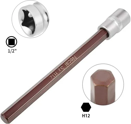 Vista 16 de Utoolmart 1/2" Drive x 0.551 in largo Hex Bit Socket, métrico, S2 y Cr-V acero 1pcs