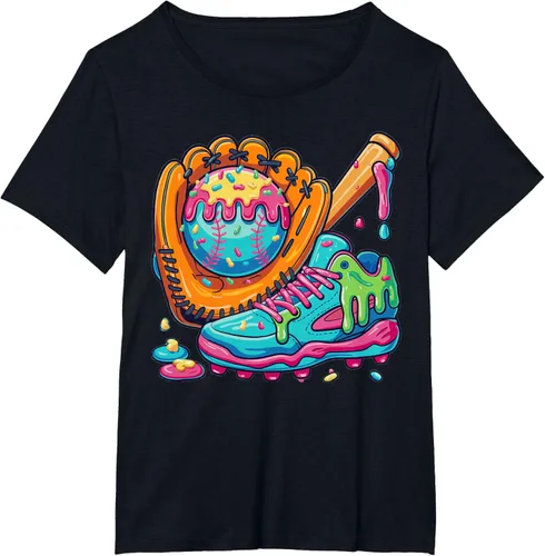 Vista 7 de Ice Cream Drip Baseball Stuff Baseball Drip For Boys Youth T-Shirt, Negro -, Pequeña