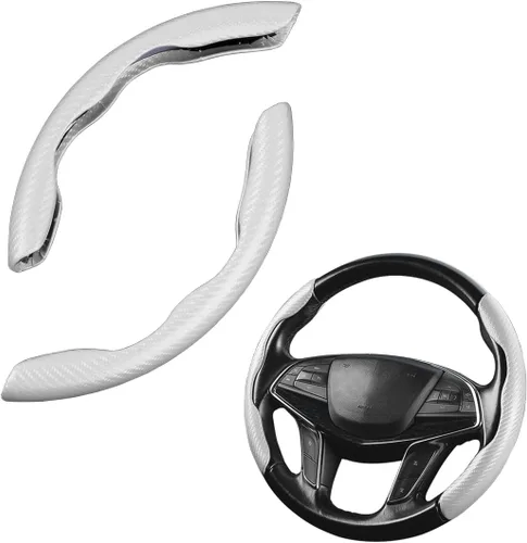 Vista 22 de LoyaForba Funda universal para volante de automóvil, protector universal de cuero segmentado de 15 pulgadas, antideslizante y suave, transpirable
