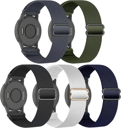 Vista 10 de Paquete de 5 correas elásticas de nailon de 0.866 pulgadas compatibles con Garmin Venu 3/2, Forerunner 265/255/Vivoactive 4, correa de repuesto