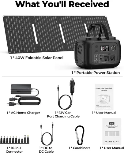 Vista 7 de SinKeu Estación de energía portátil de 300W 260Wh con panel solar de 40W Negro