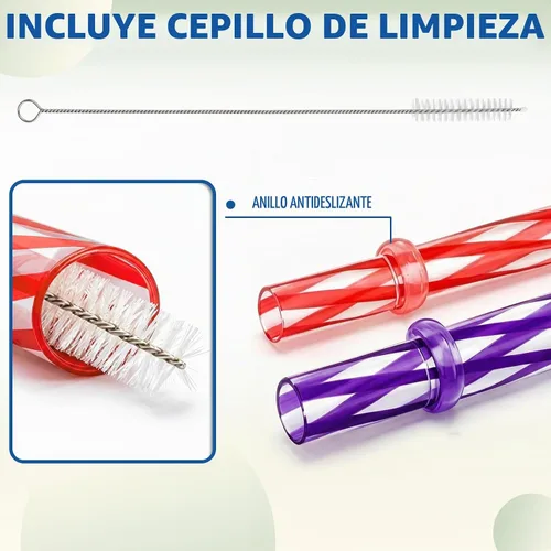 Vista 5 de Jovitec 50 popotes de plástico reutilizables de 11 pulgadas con cepillo, 10