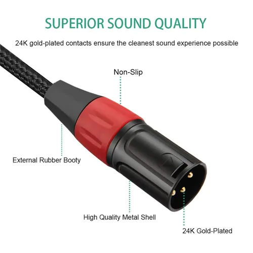 Vista 3 de Mini XLR hembra a regular XLR macho Pro Cable de micrófono de solapa