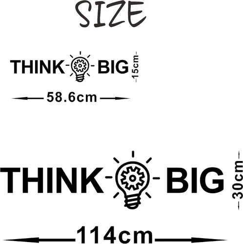 Vista 3 de Think Big Quote - Adhesivo de pared de vinilo para oficina y escuela, moderno, oficina, trabajo, decoración de sala de estudio, Y77 (grande, negro)