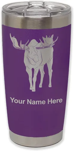 Vista 39 de LaserGram Vaso aislado al vacío de 20 onzas, alce, grabado personalizado incluido (negro)