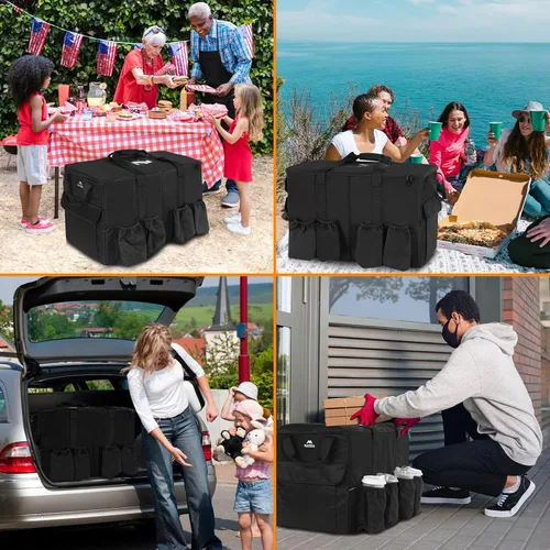 Vista 6 de MATEIN Bolsa aislante para entrega de alimentos, bolsa térmica XXXL para alimentos fríos y calientes, resistente al agua, plegable, para transporte