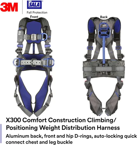 Vista 2 de 3M DBI-SALA - Arnés de seguridad para escalar/posicionar, protección contra caídas, OSHA, ANSI, espalda, anillas en D delanteras y de cadera, anillo