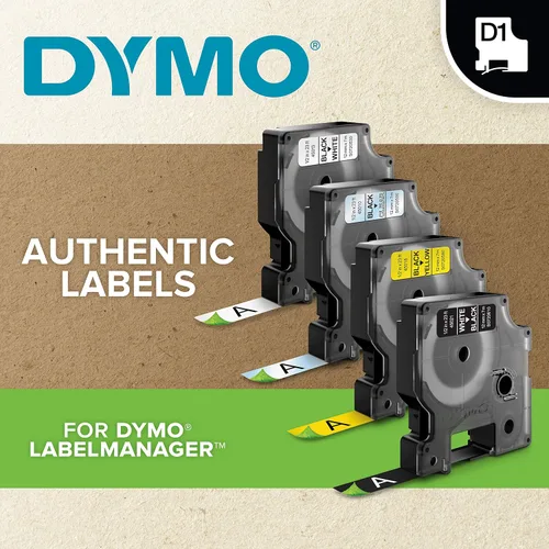 Vista 6 de Cinta para etiquetar DYMO D1 estándar, 1 cartucho, Impresión en blanco sobre cinta blanca