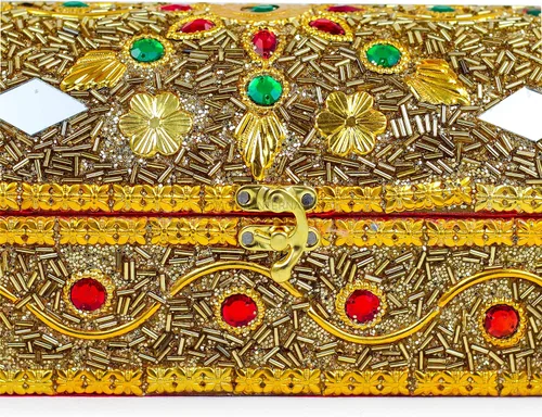 Vista 3 de Nagina International - Caja de almacenamiento y organizador de joyas para novia, portátil, para guardar anillos, collares, brazaletes, Madera, Dorado
