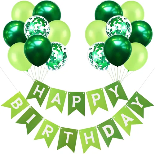 Vista 13 de Cartel de feliz cumpleaños, banderines, globos de fiesta azul bebé, confeti, globos de látex, pancartas de fiesta para niños y niñas, decoraciones