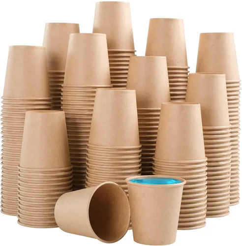 Vista 13 de BYSNOW Paquete de 200 vasos de papel kraft de 10 onzas, tazas de café de papel desechables, tazas de café marrones sin blanquear para bebidas