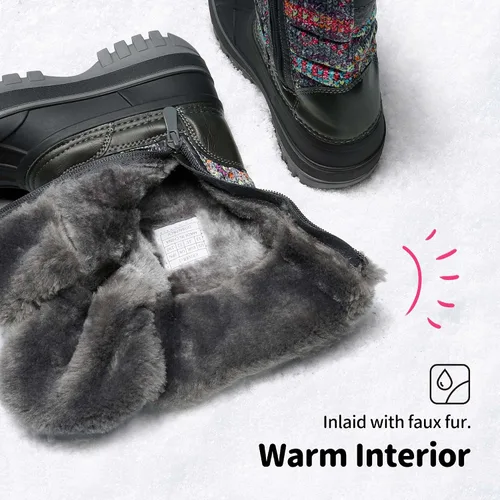 Vista 4 de DREAM PAIRS - Botas de nieve para el invierno, impermeables y con aislamiento para niños