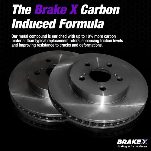 Vista 4 de Brake X Kit de pastillas de freno delantero y rotores de repuesto para BMW X1 2012 Rotores NYX OE+ y pastillas de freno Alpha Ceramic