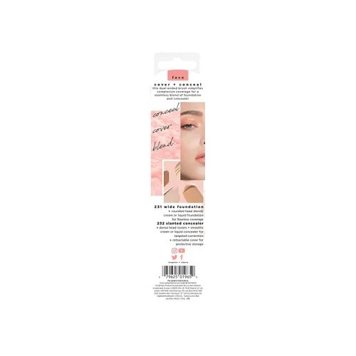 Vista 7 de Real Techniques Cover & Conceal Brocha de maquillaje de doble extremo, cobertura de base impecable, cepillo 2 en 1 que suaviza y cubre manchas e