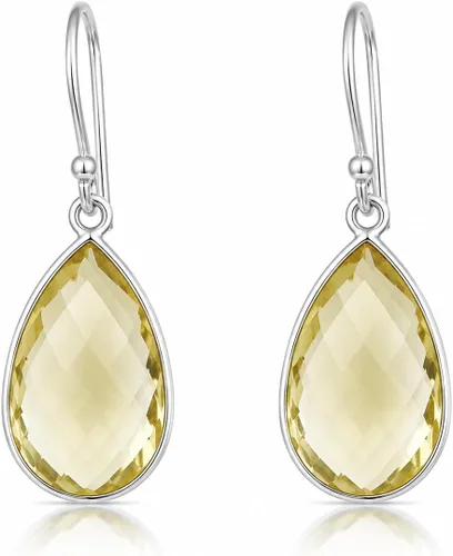 Vista 46 de Aretes de ágata musgo verde de 0.472 x 0.709 in con forma de pera de plata de ley 925, aretes de piedras preciosas hechos a mano, juego de bisel