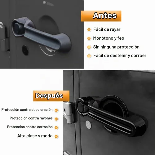 Vista 4 de E-cowlboy Insertos de cubierta de manija de puerta + cubierta de compuerta trasera + protector de rebaje para Jeep Wrangler JK JKU Sports Sahara