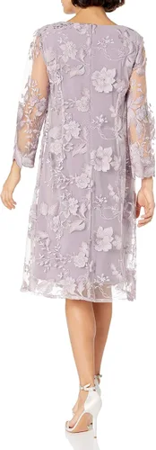 Vista 2 de Alex Evenings Vestido midi con cuello redondo para mujer, talla grande, con chaqueta