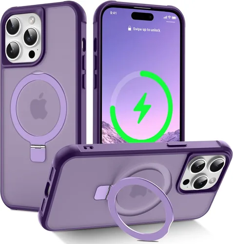 Vista 138 de CHAOFEnG Funda magnética compatible con iPhone 11 con soporte, prueba de caídas de grado militar, compatible con imán, anillo translúcido, parte