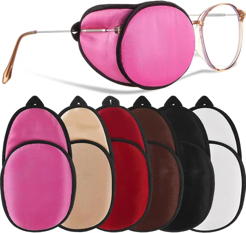 Vista 7 de Nuanchu 6 parches de seda para ojos para adultos, hombres, mujeres, anteojos, parches suaves para cubrir cualquier ojo (negro)