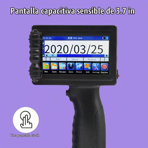 Vista 3 de TOAUTO - Impresora portátil inteligente de inyección de tinta de secado rápido con pantalla táctil LED de 3.7 pulgadas, impresora para codificación
