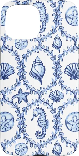 Vista 6 de Funda náutica para iPhone 12 Pro Max Coastal Nieta Preppy Shells náutica blanca azul mar