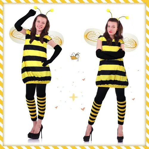 Vista 7 de Laumoi 8 Pcs Bee Costume Set Kids Bee Fancy Dress Wing Leg Warmers Pants Gloves Bee Outfit for Children Halloween Cosplay