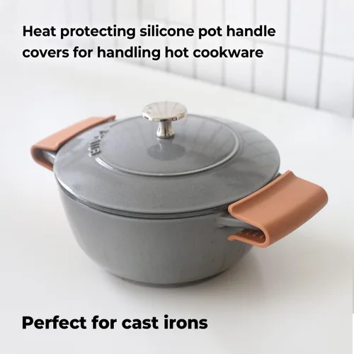 Vista 2 de Carrotez - Agarraderas de silicona para ollas, cubiertas de mango resistentes al calor para la cocina, accesorios para ollas holandesas de hierro