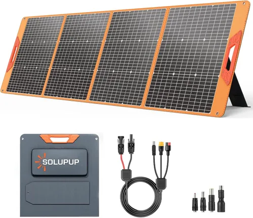 Vista 13 de SOLUPUP Paneles Solares, Cargador Solar Pequeño de 10W con USB-A de 5V y USB-C de Carga Rápida IPX5 Impermeable Plegable Panel Solar Portátil