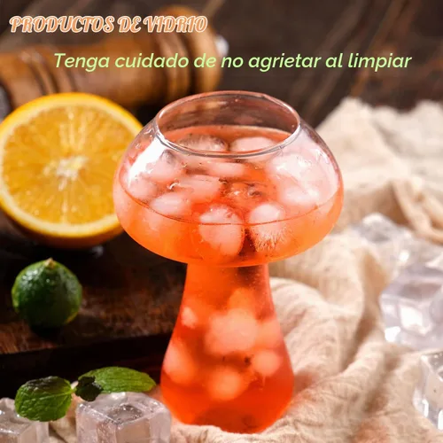 Vista 4 de WHJY Vasos de vidrio de setas, copas creativas para cócteles, copas de hongos, copa de vino, copa de copa de vidrio, vasos de Martini divertidos